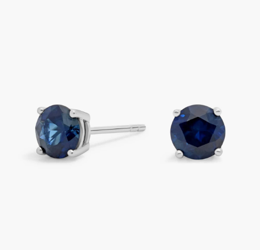 Sapphire Stud Earrings in 18k White Gold